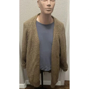 Zara Chunky Tan Oversized Brown Knit Cardigan Size Medium Comfy Cozy Casual boho